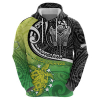 Personalised New Zealand Cook Islands Hoodie Maori Tiki With Circle Stars Turtle LT05 - Polynesian Pride