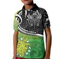 Personalised New Zealand Cook Islands Kid Polo Shirt Maori Tiki With Circle Stars Turtle LT05 Kid Multicolor - Polynesian Pride