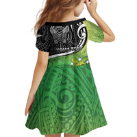 Personalised New Zealand Cook Islands Kid Short Sleeve Dress Maori Tiki With Circle Stars Turtle LT05 - Polynesian Pride