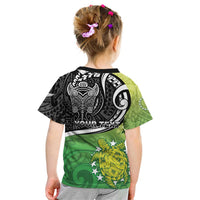 Personalised New Zealand Cook Islands Kid T Shirt Maori Tiki With Circle Stars Turtle LT05 - Polynesian Pride