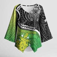Personalised New Zealand Cook Islands Kimono Sleeve Blouse Maori Tiki With Circle Stars Turtle LT05 Female Multicolor - Polynesian Pride