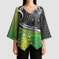 Personalised New Zealand Cook Islands Kimono Sleeve Blouse Maori Tiki With Circle Stars Turtle LT05 - Polynesian Pride