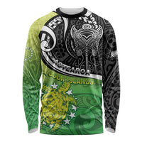 Personalised New Zealand Cook Islands Long Sleeve Shirt Maori Tiki With Circle Stars Turtle LT05 Unisex Multicolor - Polynesian Pride