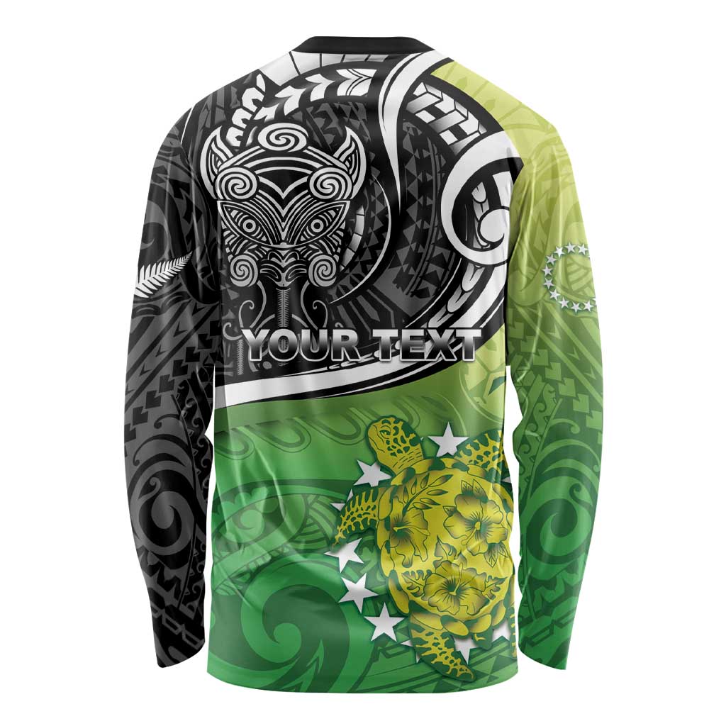 Personalised New Zealand Cook Islands Long Sleeve Shirt Maori Tiki With Circle Stars Turtle LT05 - Polynesian Pride