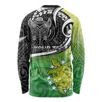 Personalised New Zealand Cook Islands Long Sleeve Shirt Maori Tiki With Circle Stars Turtle LT05 - Polynesian Pride