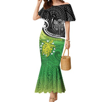 Personalised New Zealand Cook Islands Mermaid Dress Maori Tiki With Circle Stars Turtle LT05 Women Multicolor - Polynesian Pride