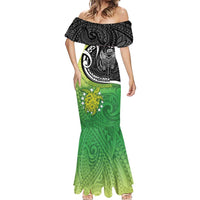 Personalised New Zealand Cook Islands Mermaid Dress Maori Tiki With Circle Stars Turtle LT05 - Polynesian Pride