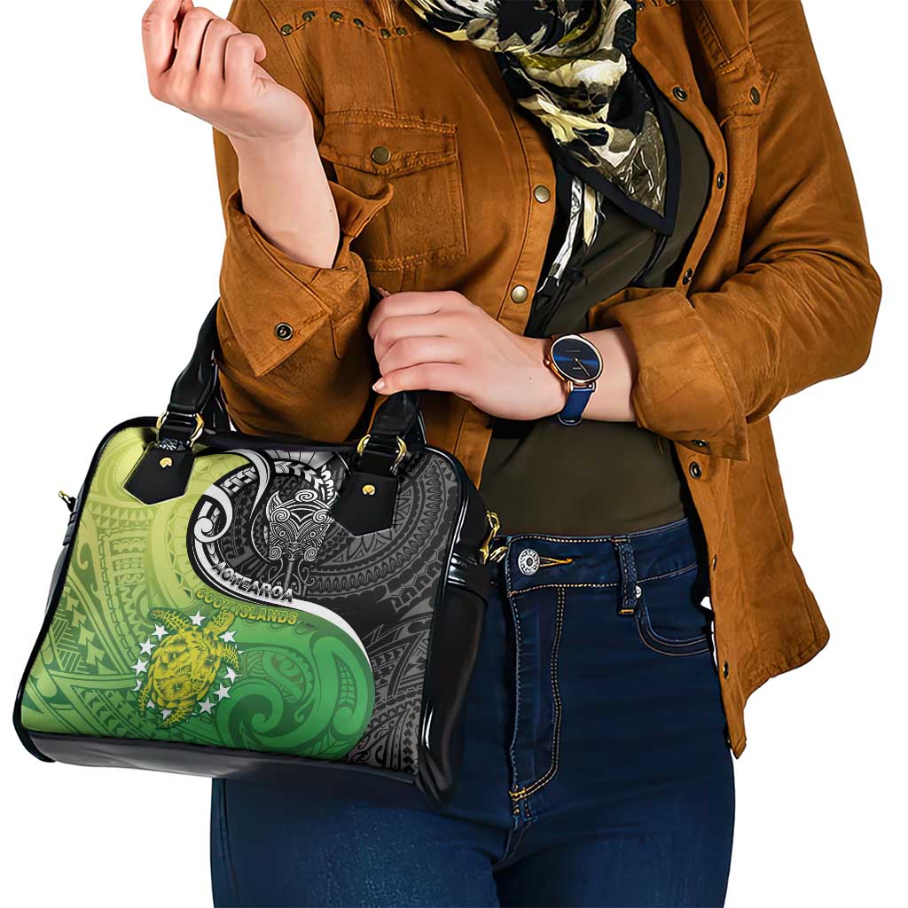 New Zealand Cook Islands Shoulder Handbag Maori Tiki With Circle Stars Turtle - Polynesian Pride
