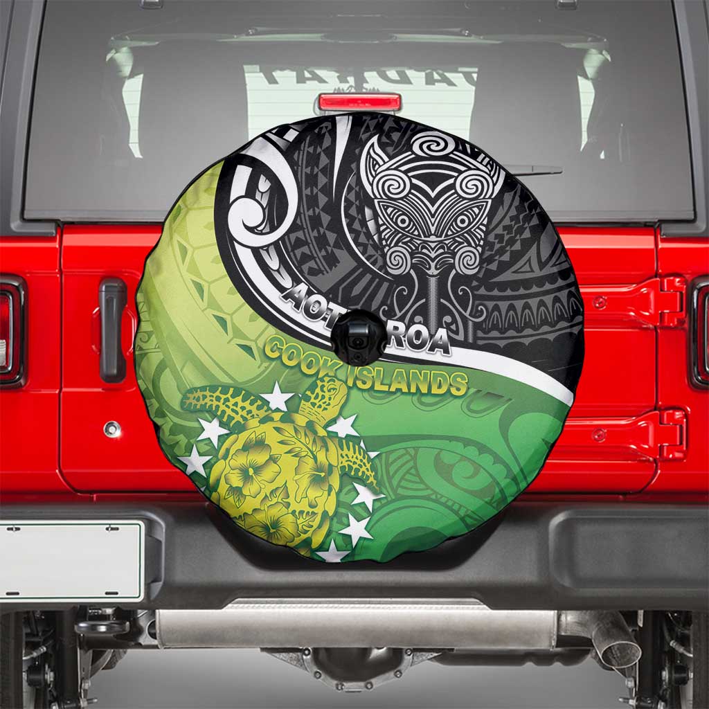 New Zealand Cook Islands Spare Tire Cover Maori Tiki With Circle Stars Turtle LT05 - Polynesian Pride