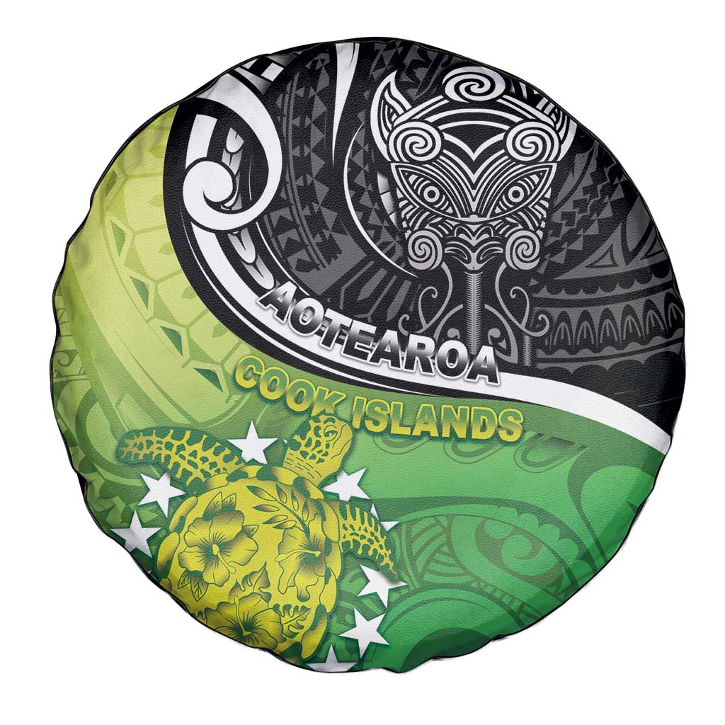 New Zealand Cook Islands Spare Tire Cover Maori Tiki With Circle Stars Turtle LT05 - Polynesian Pride