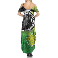 Personalised New Zealand Cook Islands Summer Maxi Dress Maori Tiki With Circle Stars Turtle LT05 - Polynesian Pride