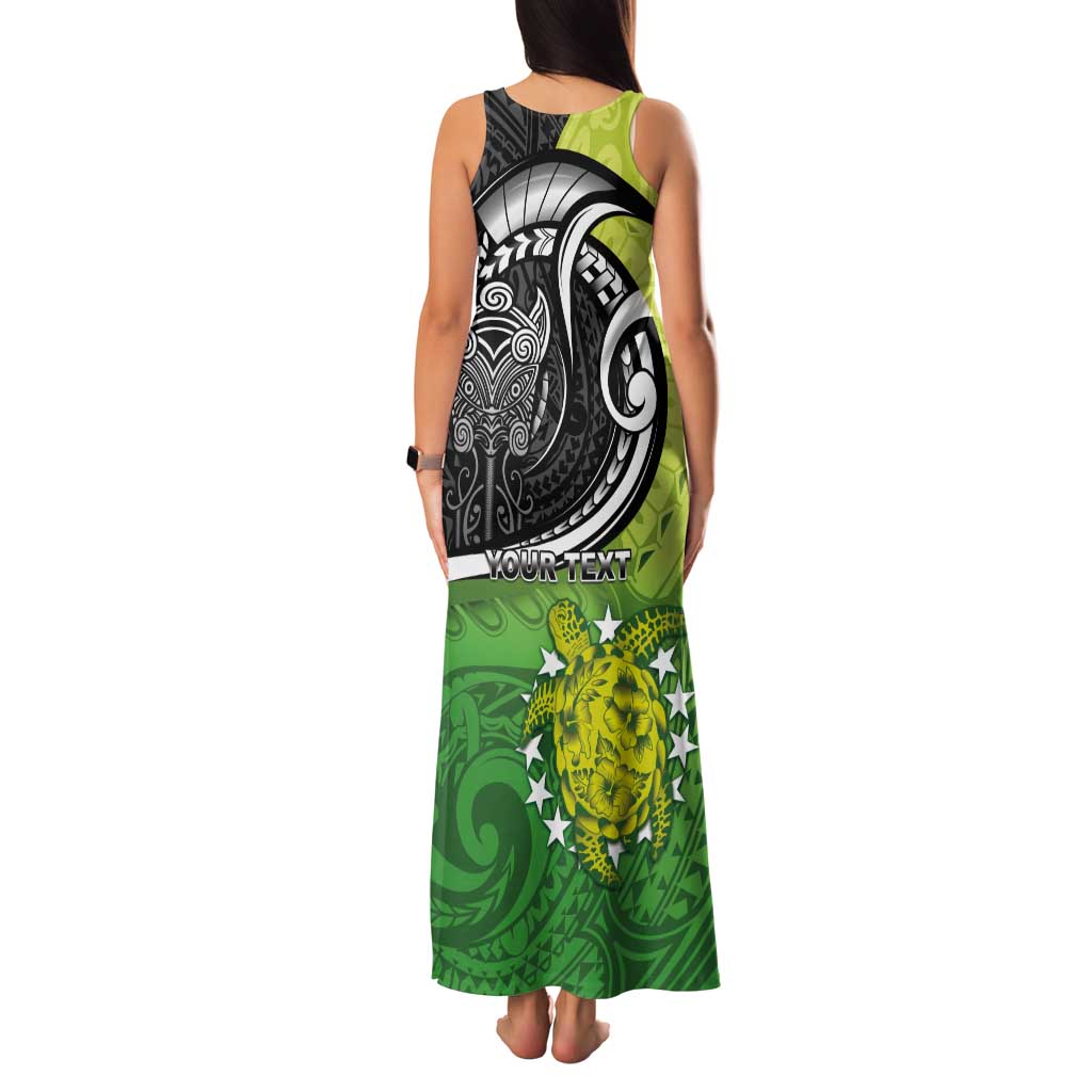 Personalised New Zealand Cook Islands Tank Maxi Dress Maori Tiki With Circle Stars Turtle LT05 - Polynesian Pride