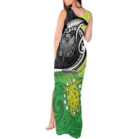 Personalised New Zealand Cook Islands Tank Maxi Dress Maori Tiki With Circle Stars Turtle LT05 - Polynesian Pride