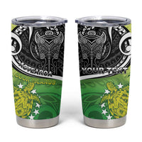 Personalised New Zealand Cook Islands Tumbler Cup Maori Tiki With Circle Stars Turtle LT05 Multicolor - Polynesian Pride