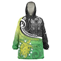 Personalised New Zealand Cook Islands Wearable Blanket Hoodie Maori Tiki With Circle Stars Turtle LT05 One Size Multicolor - Polynesian Pride