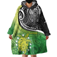 Personalised New Zealand Cook Islands Wearable Blanket Hoodie Maori Tiki With Circle Stars Turtle LT05 - Polynesian Pride