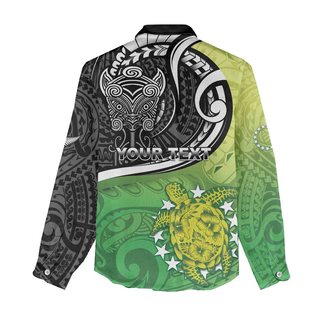 Personalised New Zealand Cook Islands Women Casual Shirt Maori Tiki With Circle Stars Turtle LT05 - Polynesian Pride
