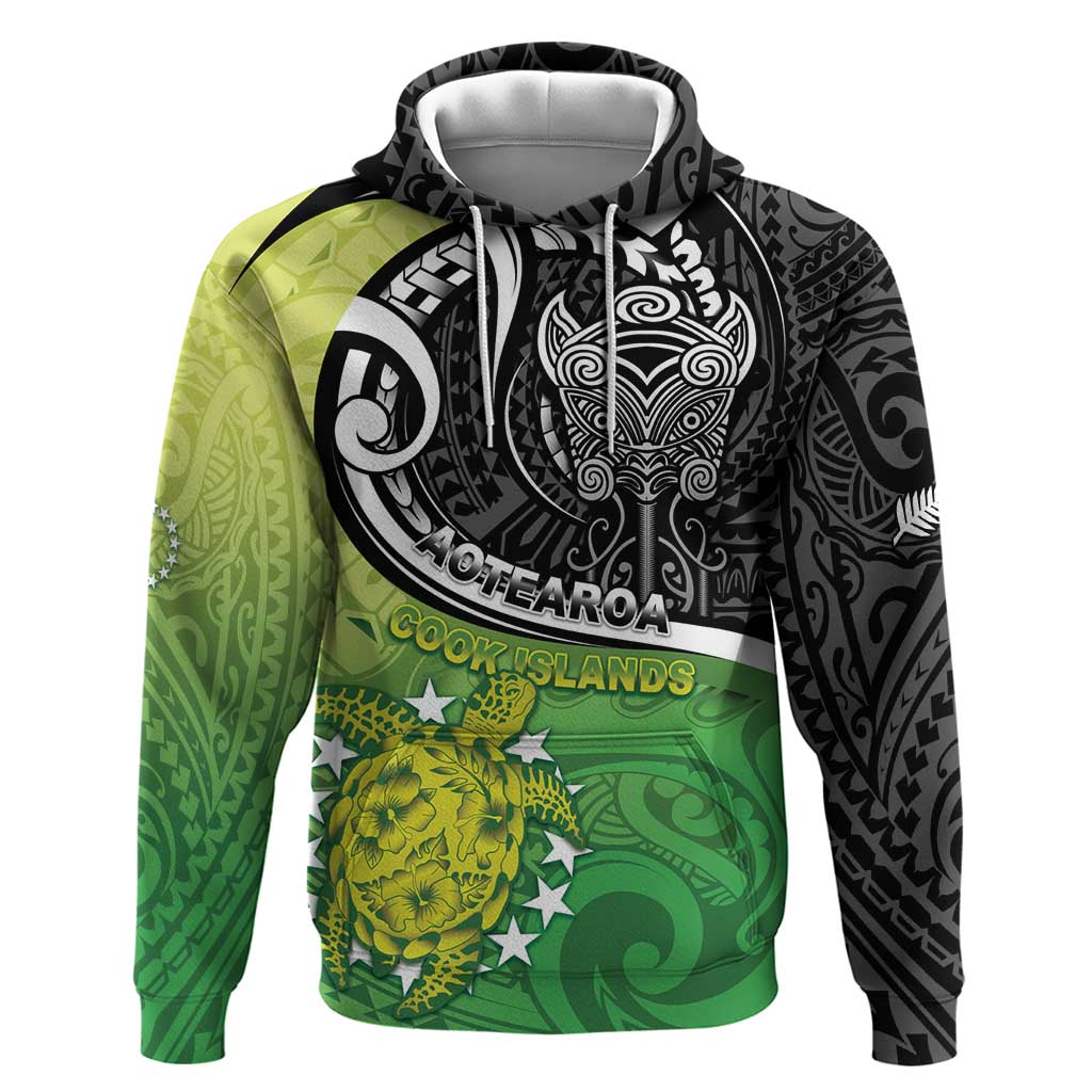 Personalised New Zealand Cook Islands Zip Hoodie Maori Tiki With Circle Stars Turtle LT05 Pullover Hoodie Multicolor - Polynesian Pride
