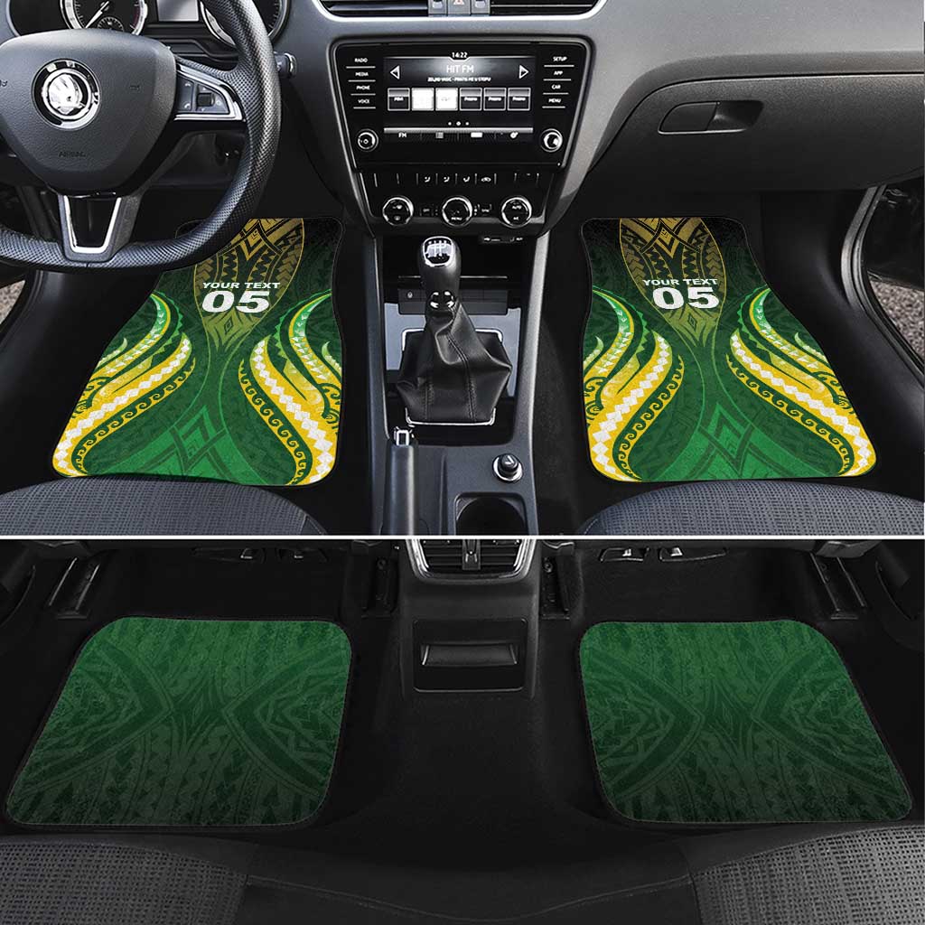 Custom Cook Islands Rugby Car Mats Unique Style Green Version - Polynesian Pride