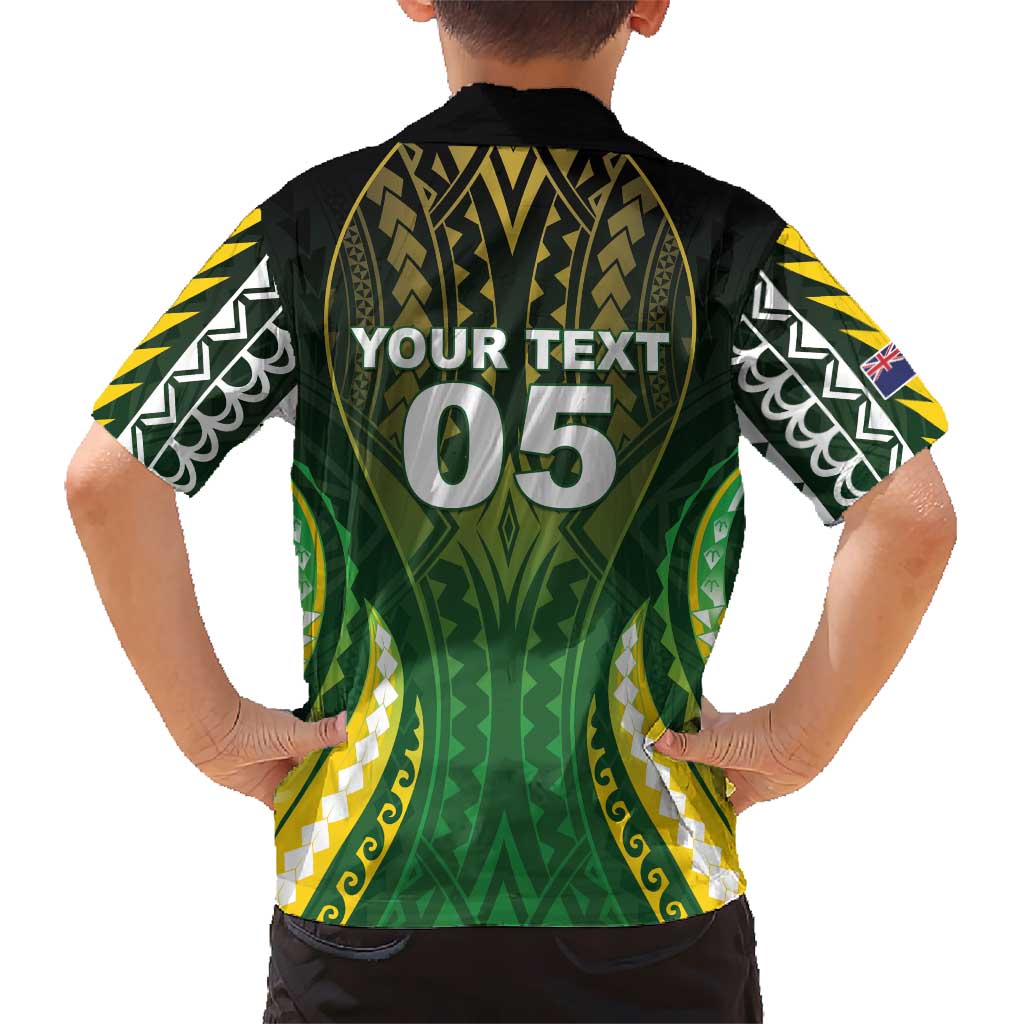 Custom Cook Islands Rugby Family Matching Long Sleeve Bodycon Dress and Hawaiian Shirt Unique Style Green Version LT05 - Polynesian Pride