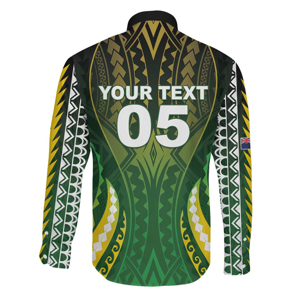 Custom Cook Islands Rugby Family Matching Off Shoulder Maxi Dress and Hawaiian Shirt Unique Style Green Version LT05 - Polynesian Pride