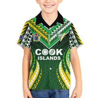 Custom Cook Islands Rugby Family Matching Puletasi and Hawaiian Shirt Unique Style Green Version LT05 Son's Shirt Green - Polynesian Pride