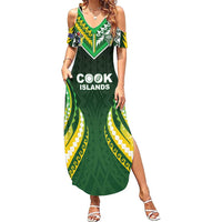 Custom Cook Islands Rugby Family Matching Summer Maxi Dress and Hawaiian Shirt Unique Style Green Version LT05 Mom's Dress Green - Polynesian Pride