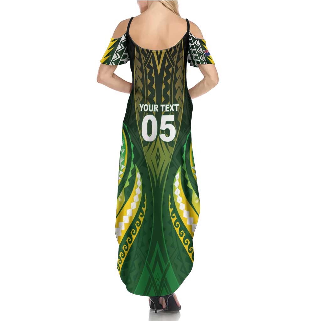 Custom Cook Islands Rugby Family Matching Summer Maxi Dress and Hawaiian Shirt Unique Style Green Version LT05 - Polynesian Pride