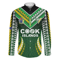Custom Cook Islands Rugby Family Matching Tank Maxi Dress and Hawaiian Shirt Unique Style Green Version LT05 Dad's Shirt - Long Sleeve Green - Polynesian Pride