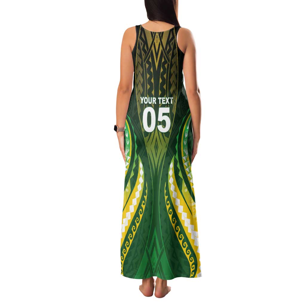 Custom Cook Islands Rugby Family Matching Tank Maxi Dress and Hawaiian Shirt Unique Style Green Version LT05 - Polynesian Pride