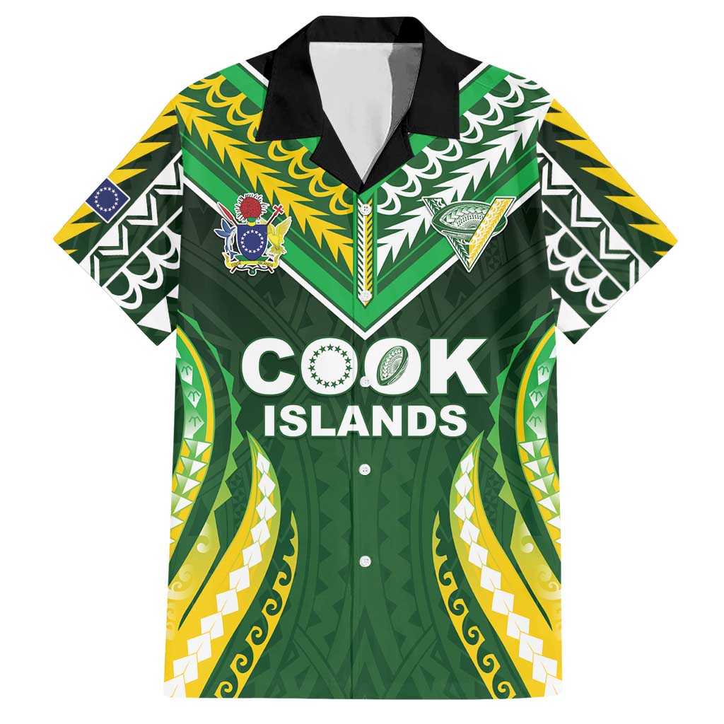 Custom Cook Islands Rugby Hawaiian Shirt Unique Style Green Version - Polynesian Pride