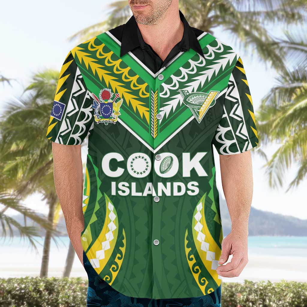 Custom Cook Islands Rugby Hawaiian Shirt Unique Style Green Version - Polynesian Pride