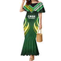 Custom Cook Islands Rugby Mermaid Dress Unique Style Green Version LT05 Women Green - Polynesian Pride