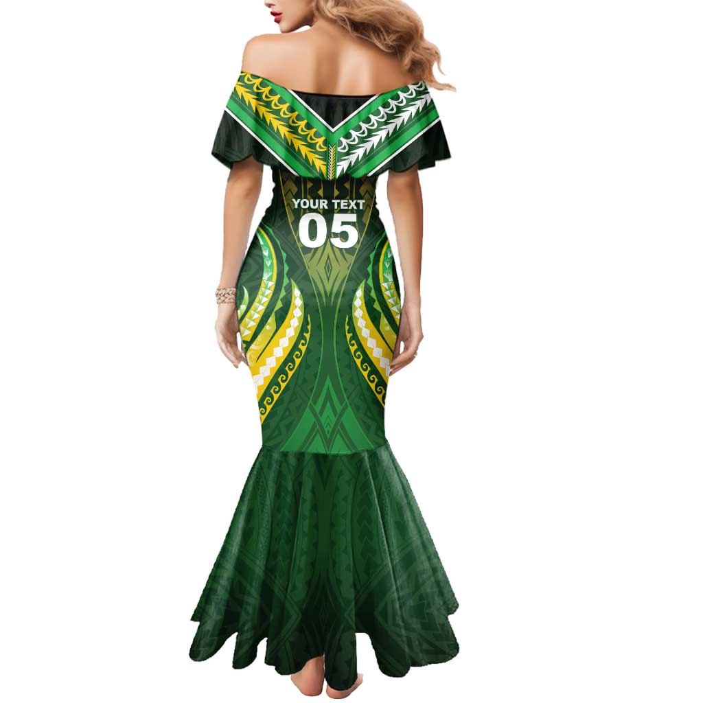 Custom Cook Islands Rugby Mermaid Dress Unique Style Green Version LT05 - Polynesian Pride