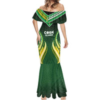 Custom Cook Islands Rugby Mermaid Dress Unique Style Green Version LT05 - Polynesian Pride