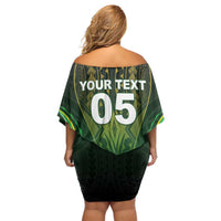 Custom Cook Islands Rugby Off Shoulder Short Dress Unique Style Green Version LT05 - Polynesian Pride