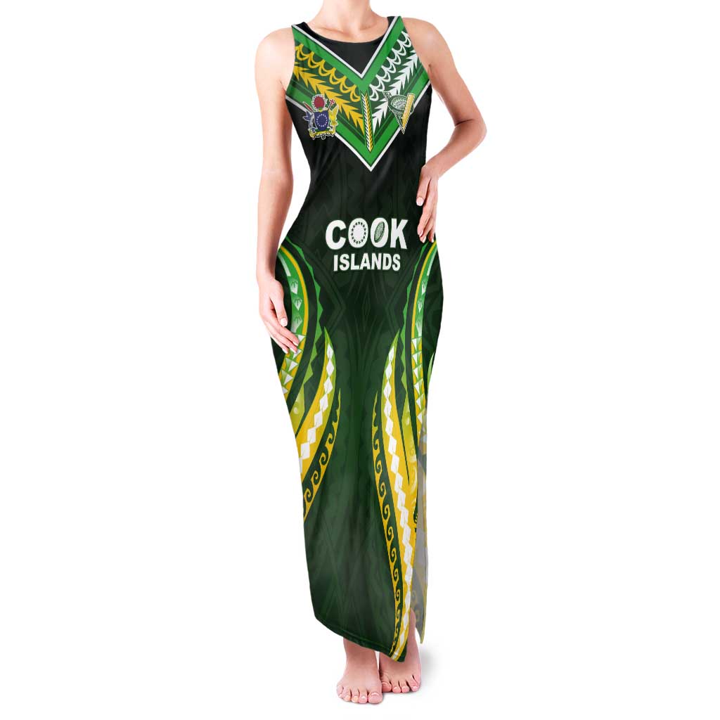Custom Cook Islands Rugby Tank Maxi Dress Unique Style Green Version LT05 Women Green - Polynesian Pride