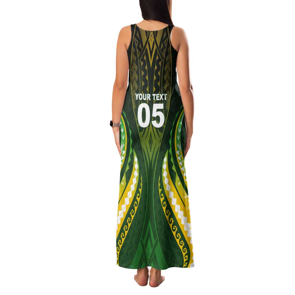 Custom Cook Islands Rugby Tank Maxi Dress Unique Style Green Version LT05 - Polynesian Pride
