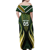 Custom Cook Islands Rugby Family Matching Off Shoulder Maxi Dress and Hawaiian Shirt Unique Style Black Version LT05 - Polynesian Pride