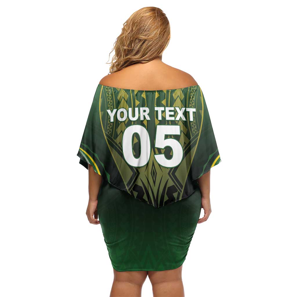 Custom Cook Islands Rugby Family Matching Off Shoulder Short Dress and Hawaiian Shirt Unique Style Black Version LT05 - Polynesian Pride