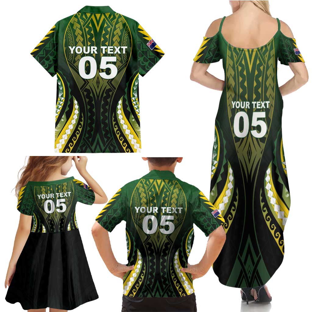 Custom Cook Islands Rugby Family Matching Summer Maxi Dress and Hawaiian Shirt Unique Style Black Version LT05 - Polynesian Pride