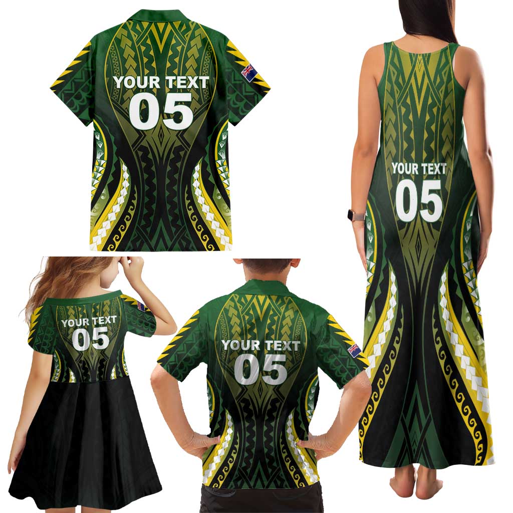 Custom Cook Islands Rugby Family Matching Tank Maxi Dress and Hawaiian Shirt Unique Style Black Version LT05 - Polynesian Pride