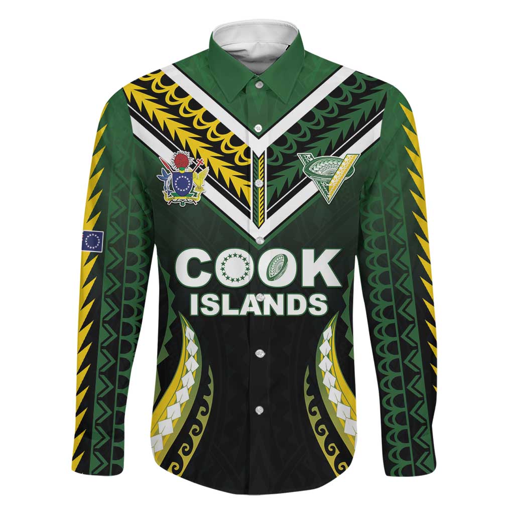 Custom Cook Islands Rugby Family Matching Tank Maxi Dress and Hawaiian Shirt Unique Style Black Version LT05 Dad's Shirt - Long Sleeve Black - Polynesian Pride