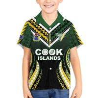 Custom Cook Islands Rugby Family Matching Tank Maxi Dress and Hawaiian Shirt Unique Style Black Version LT05 Son's Shirt Black - Polynesian Pride