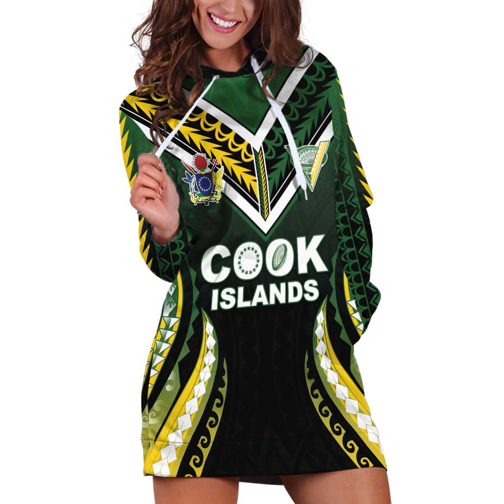 Custom Cook Islands Rugby Hoodie Dress Unique Style Black Version LT05 Black - Polynesian Pride