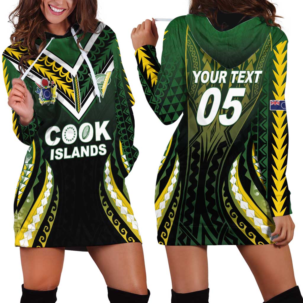 Custom Cook Islands Rugby Hoodie Dress Unique Style Black Version LT05 - Polynesian Pride