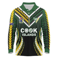 Custom Cook Islands Rugby Long Sleeve Polo Shirt Unique Style Black Version LT05 Black - Polynesian Pride