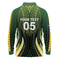 Custom Cook Islands Rugby Long Sleeve Polo Shirt Unique Style Black Version LT05 - Polynesian Pride