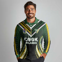 Custom Cook Islands Rugby Long Sleeve Polo Shirt Unique Style Black Version LT05 - Polynesian Pride