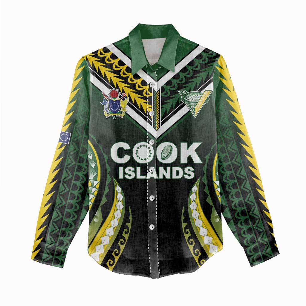 Custom Cook Islands Rugby Women Casual Shirt Unique Style Black Version LT05 - Polynesian Pride
